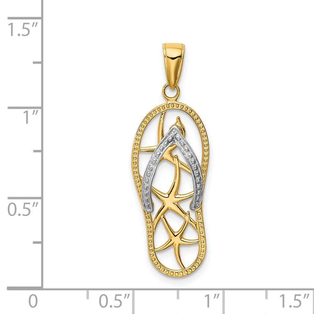 14k Two-tone 11 mm Two-tone Starfish Flip-Flop Pendant (1.55 grams)