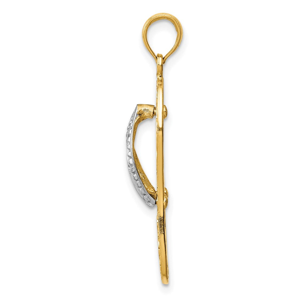 14k Two-tone 11 mm Two-tone Triple Sea Turtle Flip-Flop Pendant (1.93 grams)