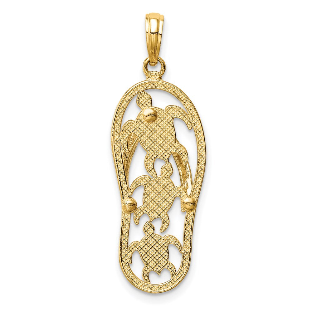 14k Two-tone 11 mm Two-tone Triple Sea Turtle Flip-Flop Pendant (1.93 grams)