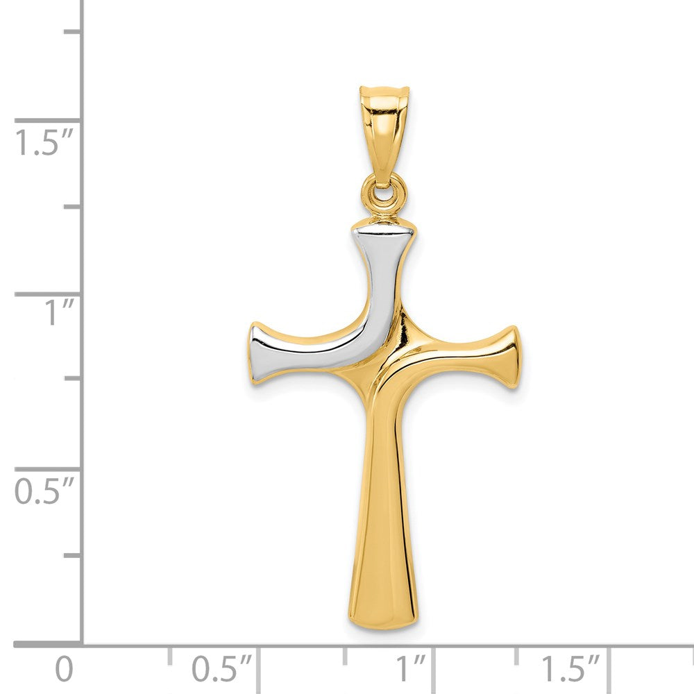 14k Yellow & Rhodium 20 mm Fancy Cross Pendant (1.34 grams)