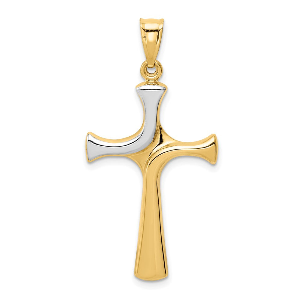 14k Yellow & Rhodium 20 mm Fancy Cross Pendant (1.34 grams)