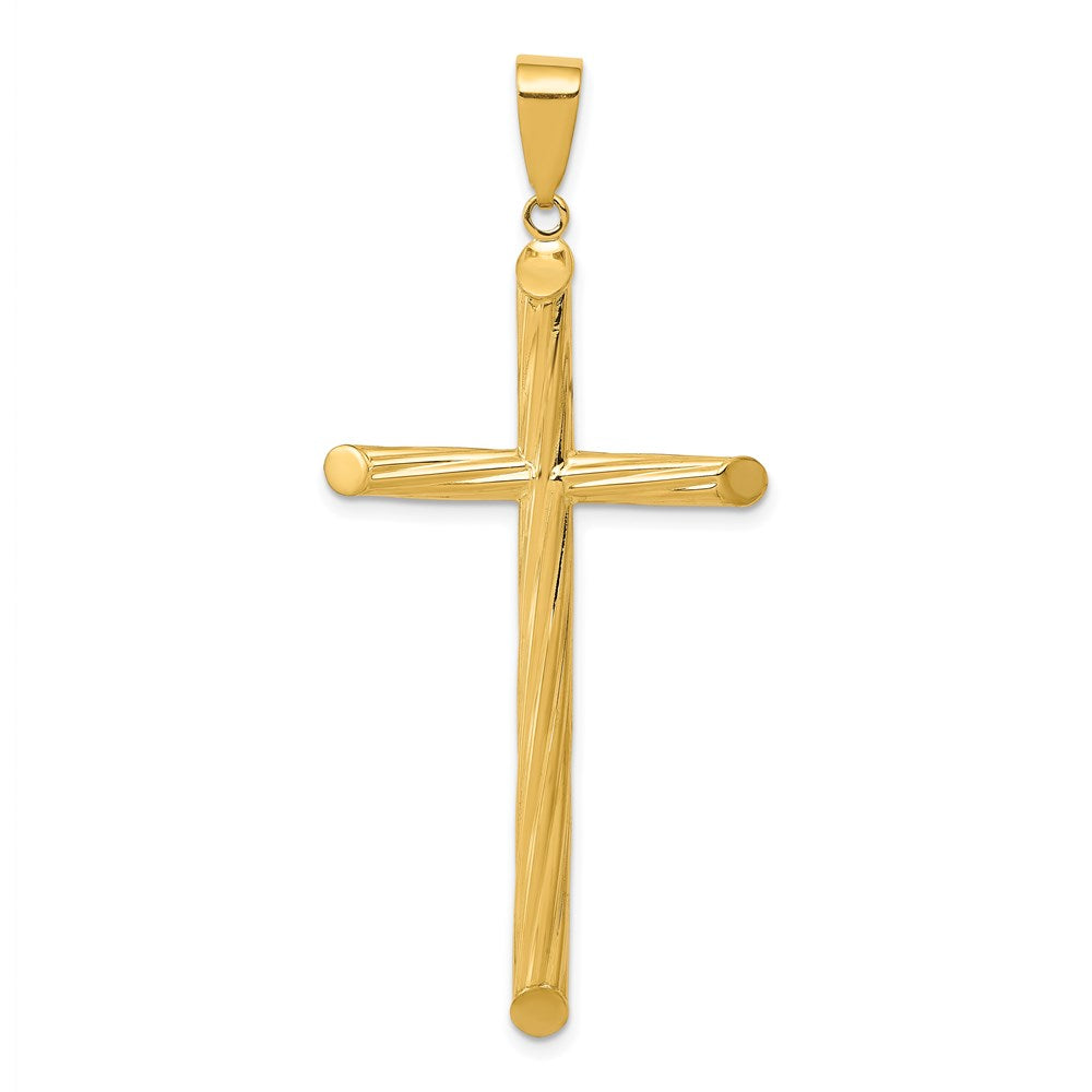 14k Yellow Gold 26 mm Fancy Textured Cross Pendant (1.69 grams)