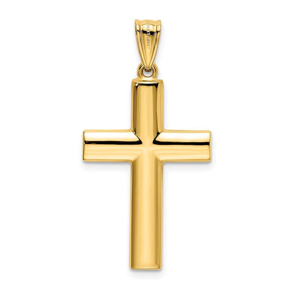 14k Yellow Gold 18 mm Reversible Textured/Polished Cross Pendant (1.19 grams)