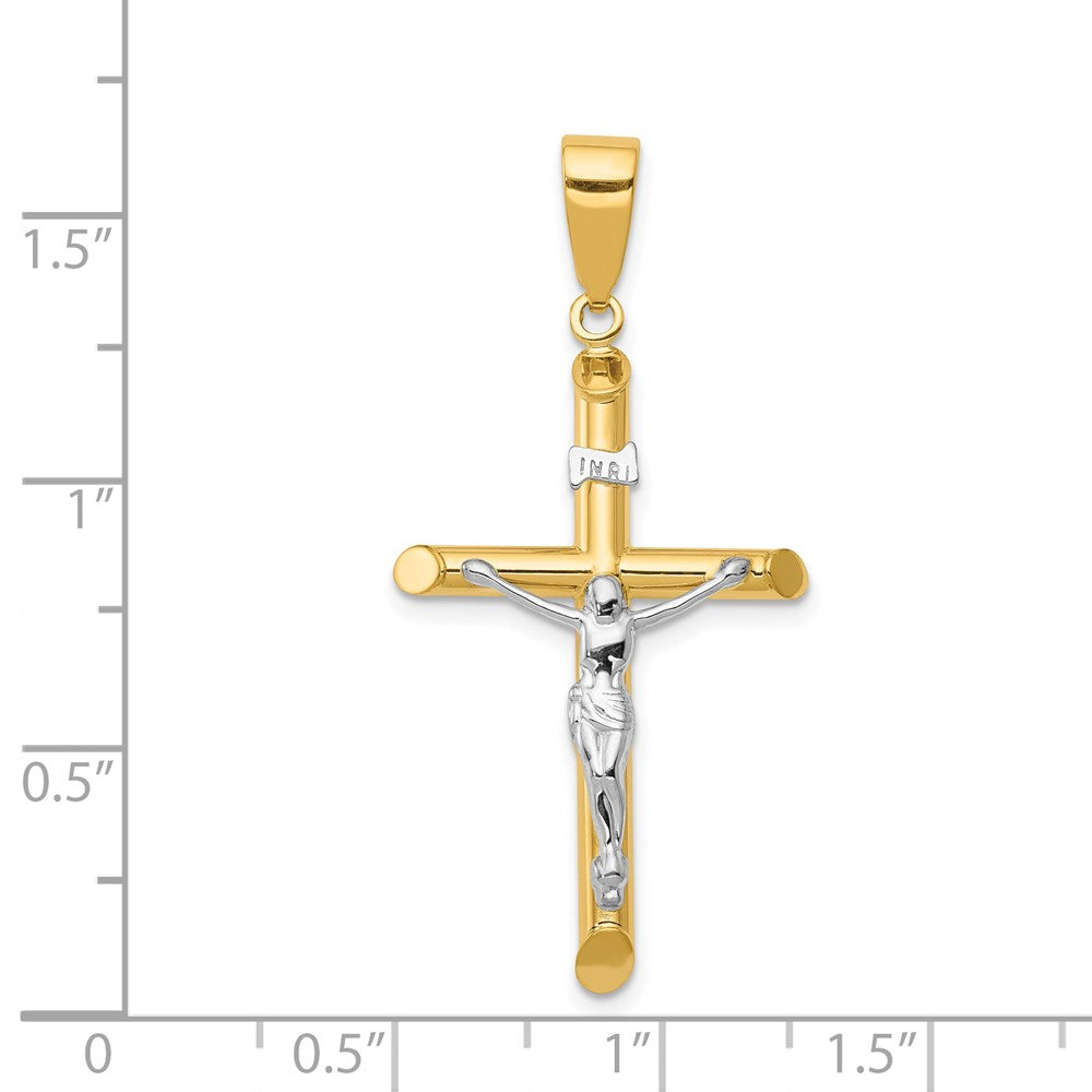 14k Two-tone 20 mm Hollow Crucifix Pendant (1.33 grams)