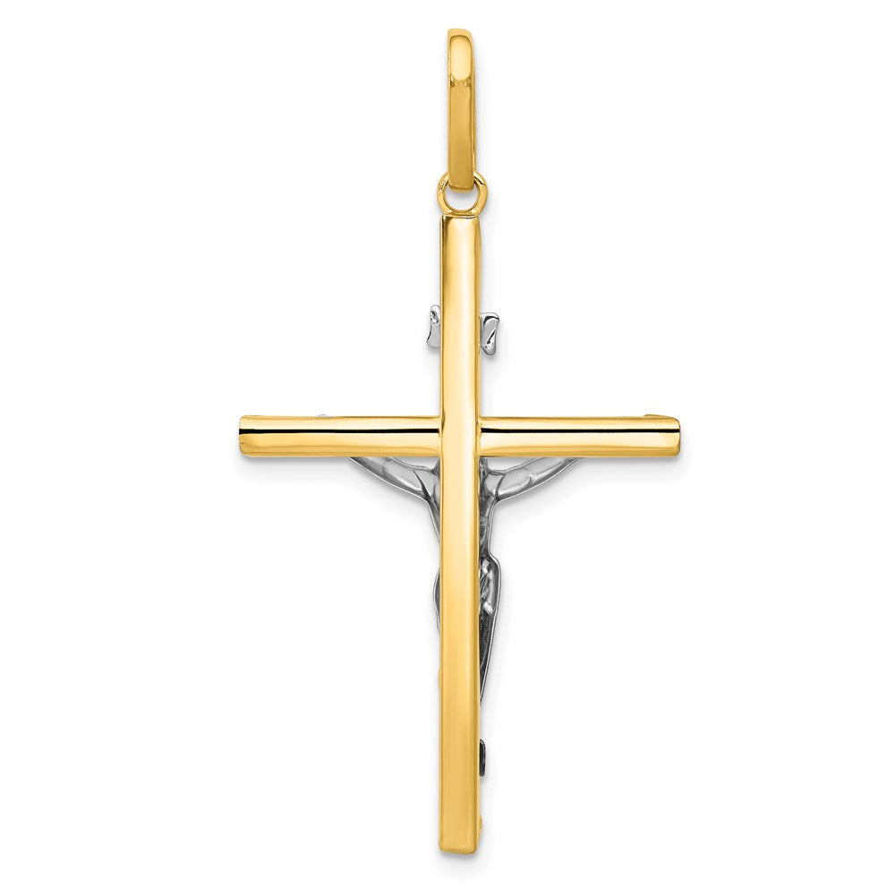 14k Two-tone 22 mm Crucifix Pendant (1.15 grams)
