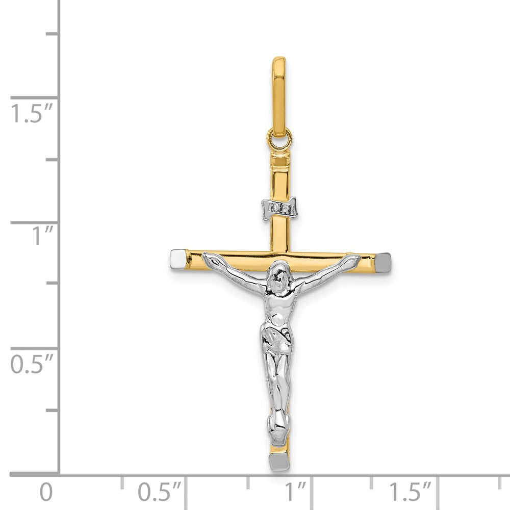 14k Two-tone 22 mm Crucifix Pendant (1.15 grams)
