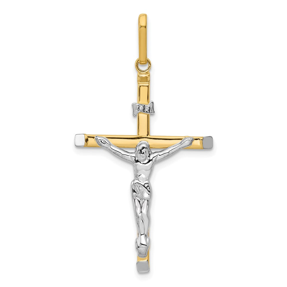 14k Two-tone 22 mm Crucifix Pendant (1.15 grams)
