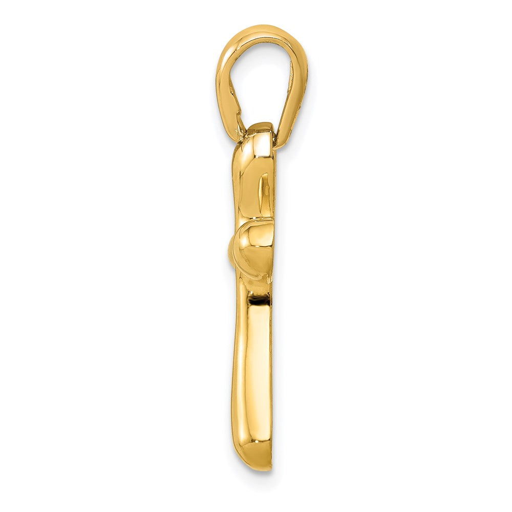 14k Yellow Gold 15 mm Polished Freeform Cross Pendant (1.67 grams)