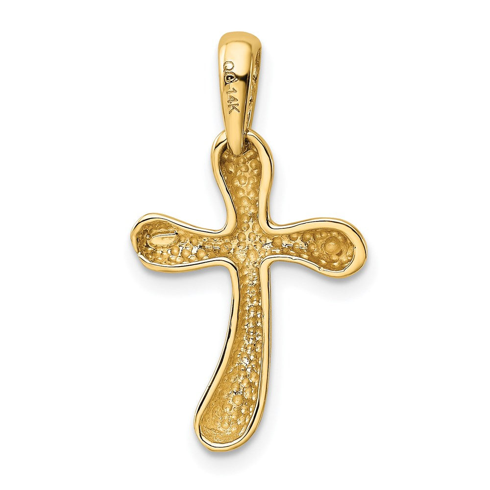 14k Yellow Gold 15 mm Polished Freeform Cross Pendant (1.67 grams)