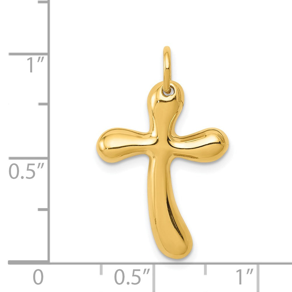 14k Yellow Gold 15 mm Polished Freeform Cross Pendant (1.67 grams)