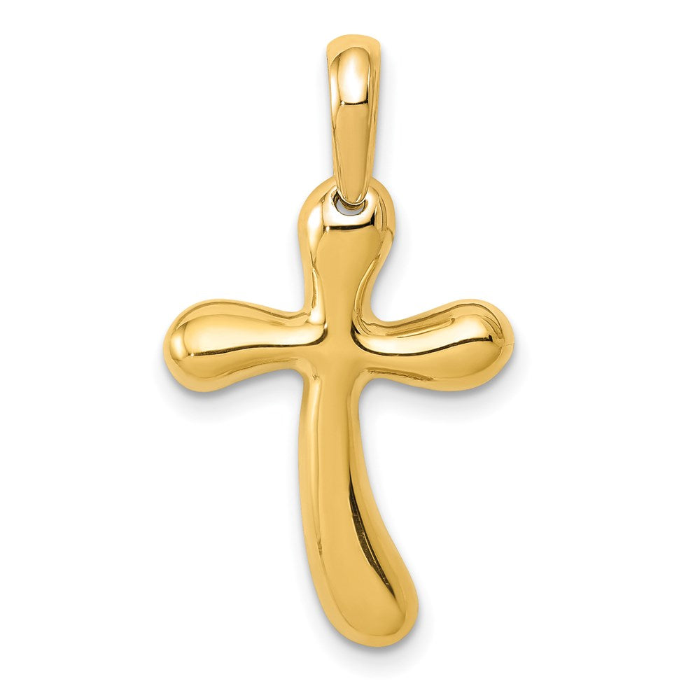 14k Yellow Gold 15 mm Polished Freeform Cross Pendant (1.67 grams)