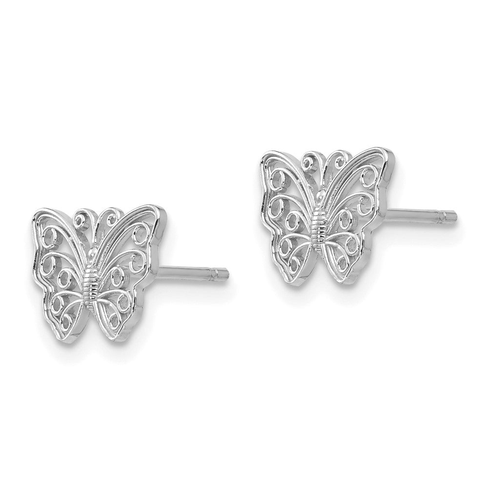 14k White Gold 10.4 mm Butterfly Post Earrings (1.48 grams)