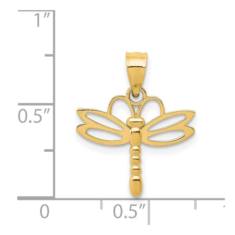 14k Yellow Gold 16 mm Dragonfly Pendant (0.6 grams)