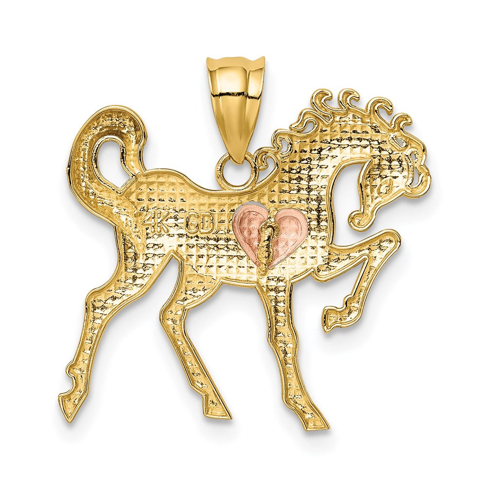14k Yellow and Rose Gold Horse with Heart Charm (1.64 grams)