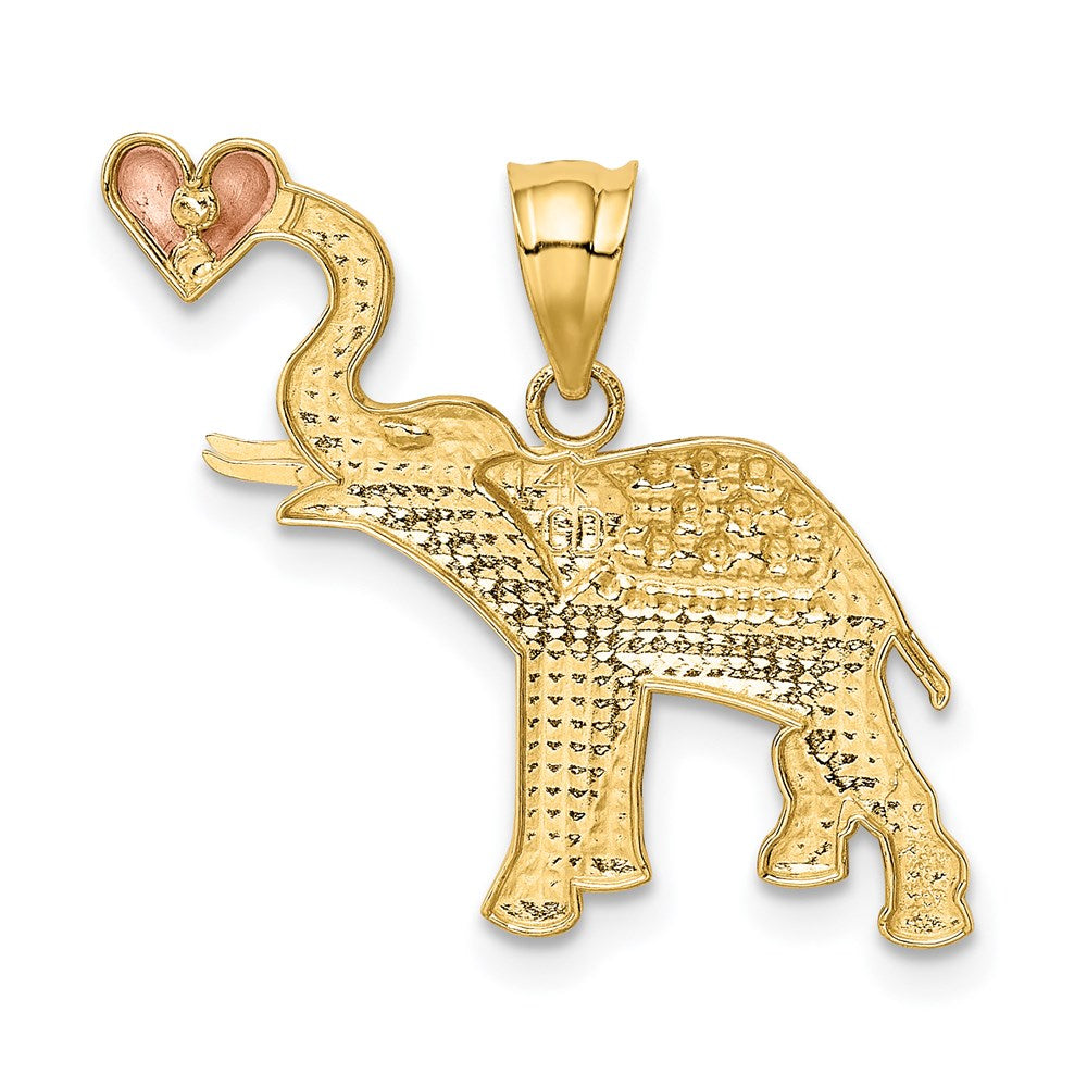 14k Two-tone 24 mm D/C Elephant w/Heart Pendant (1.33 grams)