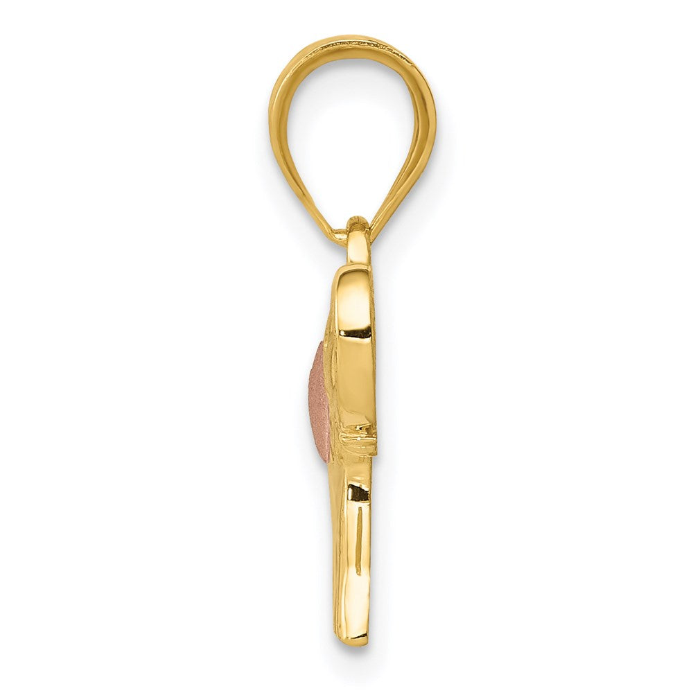 14k Two-tone 21 mm Yellow and Rose Gold Elephant w/Heart Charm (1.16 grams)