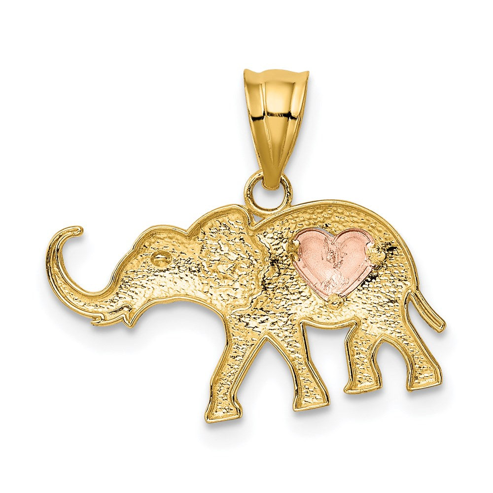 14k Two-tone 21 mm Yellow and Rose Gold Elephant w/Heart Charm (1.16 grams)