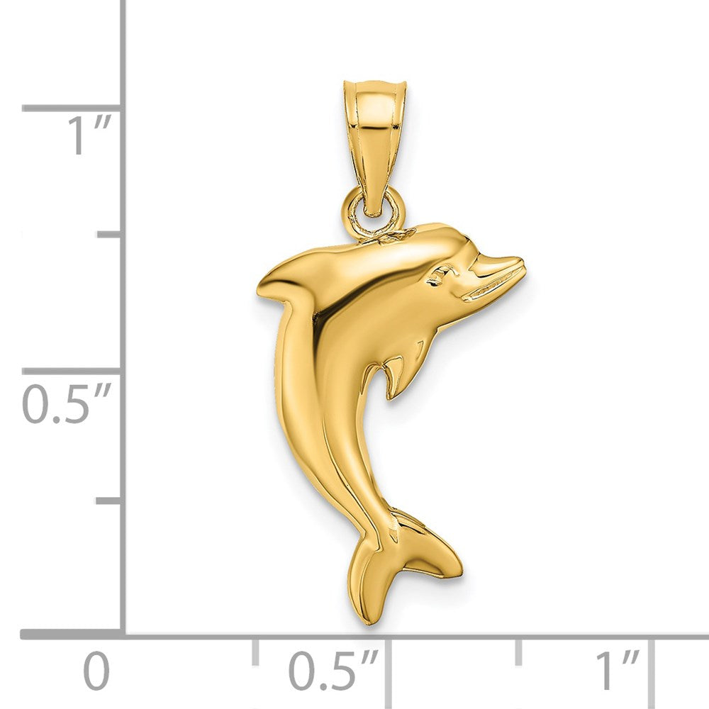 14k Yellow Gold 13 mm Polished Dolphin Charm (0.76 grams)