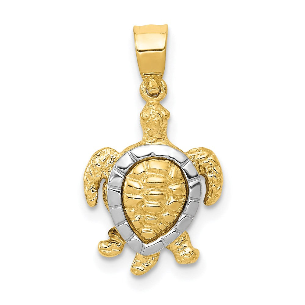 14k Two-tone 12 mm Two-tone Gold Turtle Charm (1.63 grams)