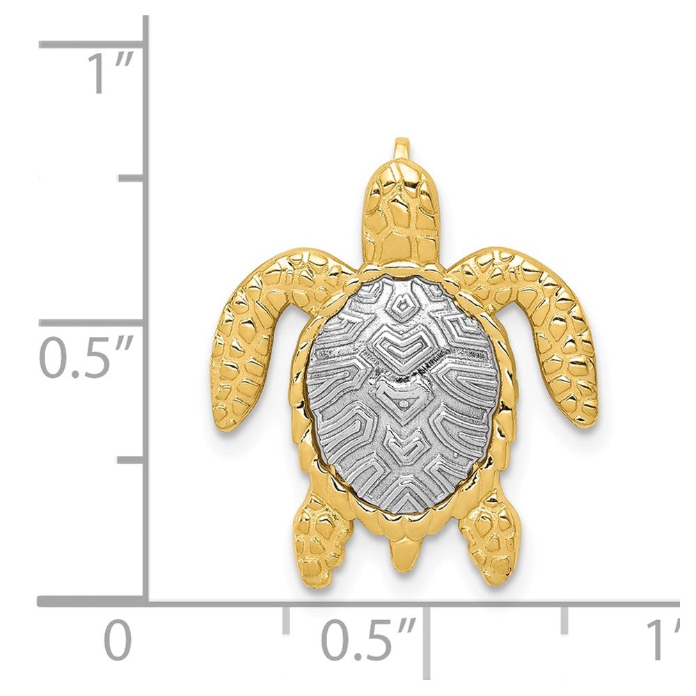 14k Two-tone 18 mm Two-Tone Turtle Pendant Slide (1.37 grams)