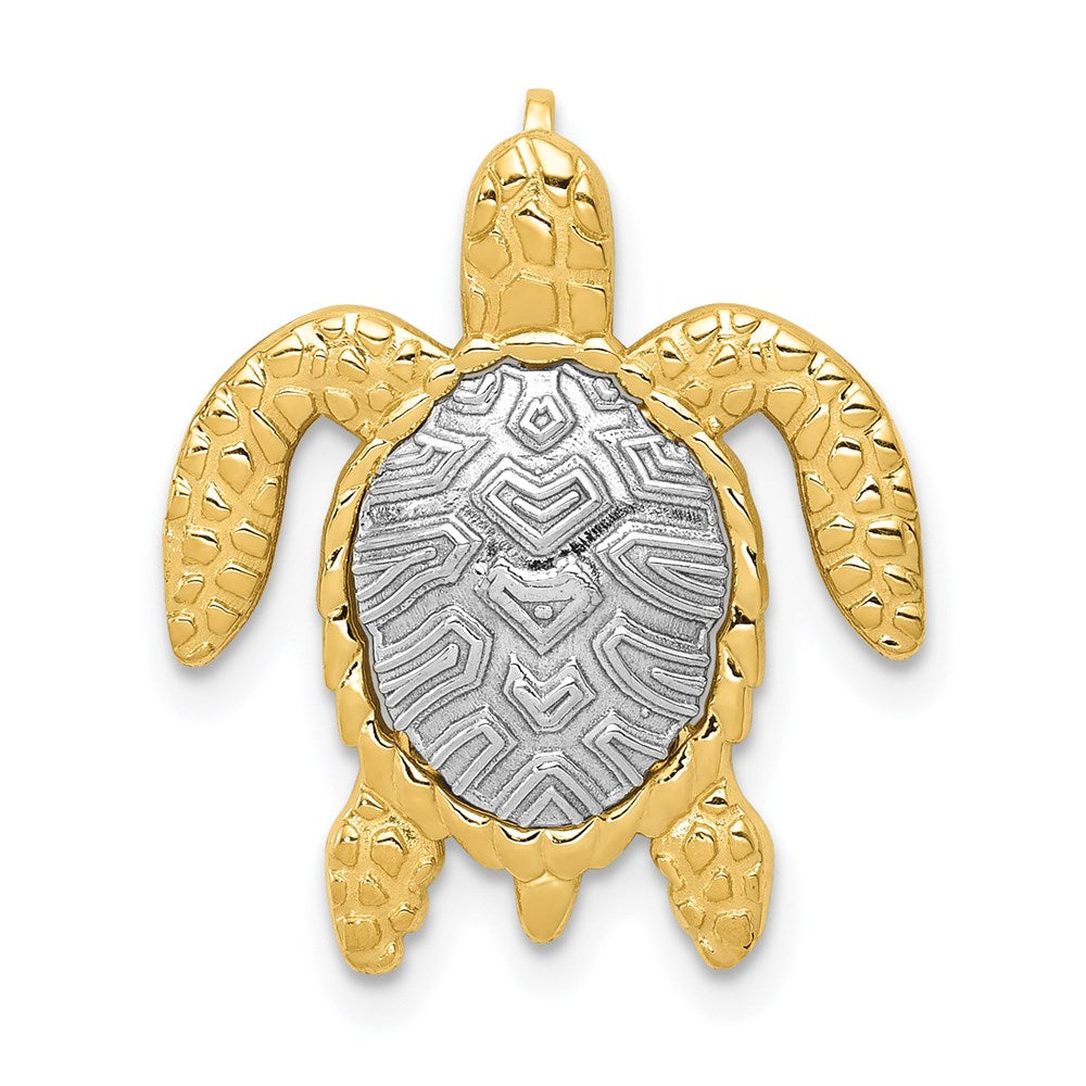 14k Two-tone 18 mm Two-Tone Turtle Pendant Slide (1.37 grams)