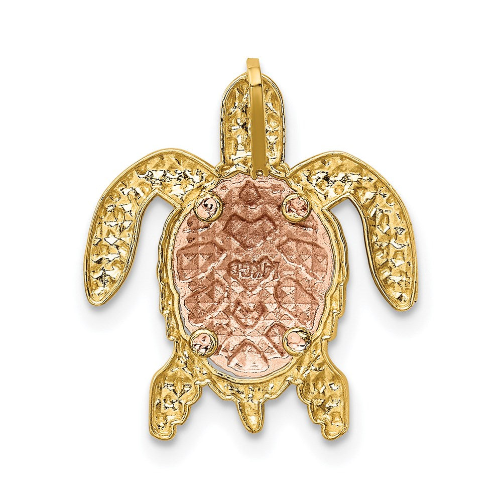 14k Two-tone 18 mm Turtle Pendant Slide (1.41 grams)