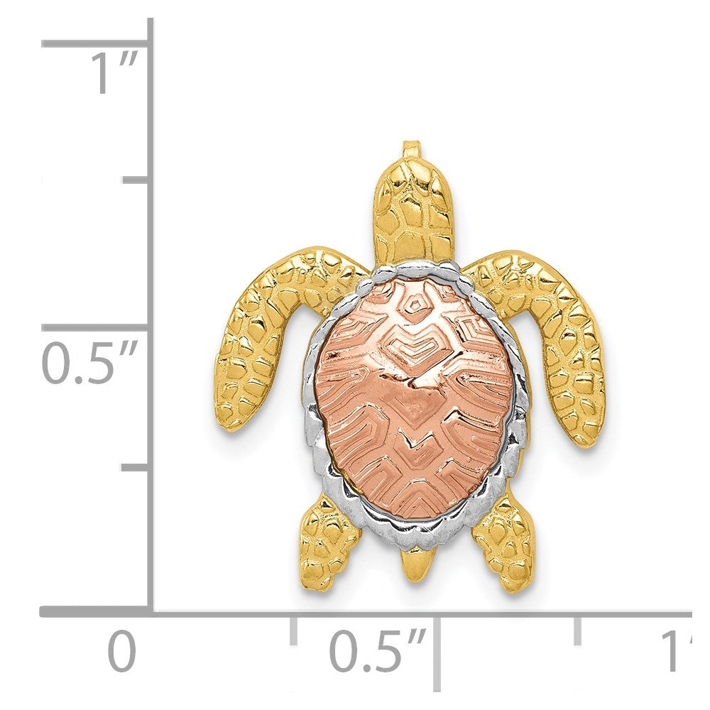 14k Two-tone 18 mm Turtle Pendant Slide (1.41 grams)