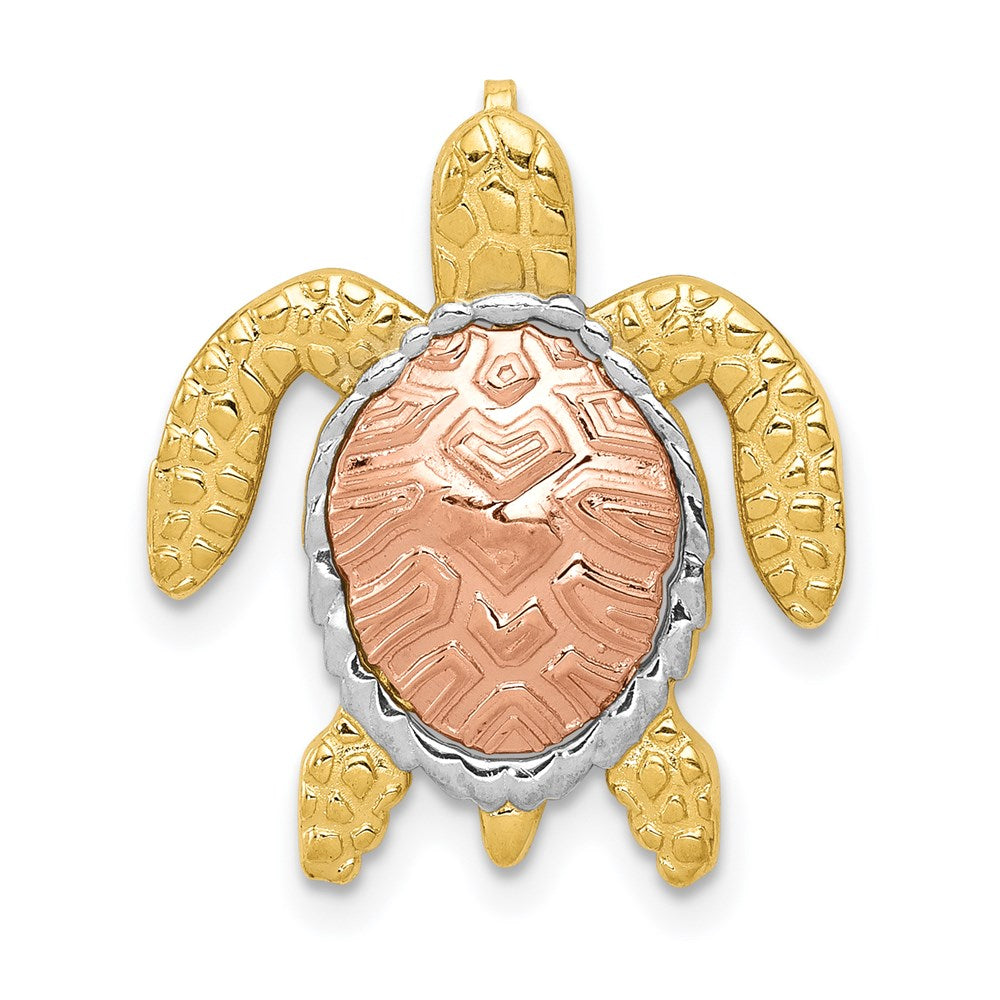 14k Two-tone 18 mm Turtle Pendant Slide (1.41 grams)