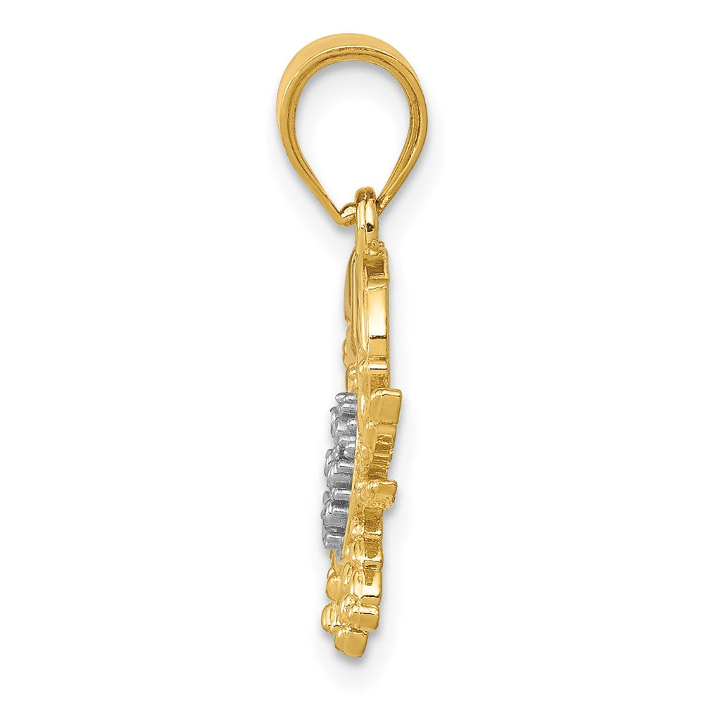 14k Yellow & Rhodium 16 mm Diamond-Cut Crab Pendant (1.18 grams)