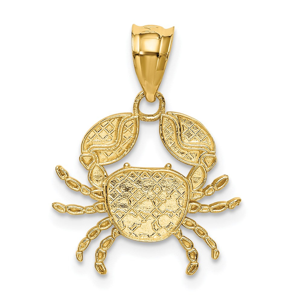 14k Yellow & Rhodium 16 mm Diamond-Cut Crab Pendant (1.18 grams)