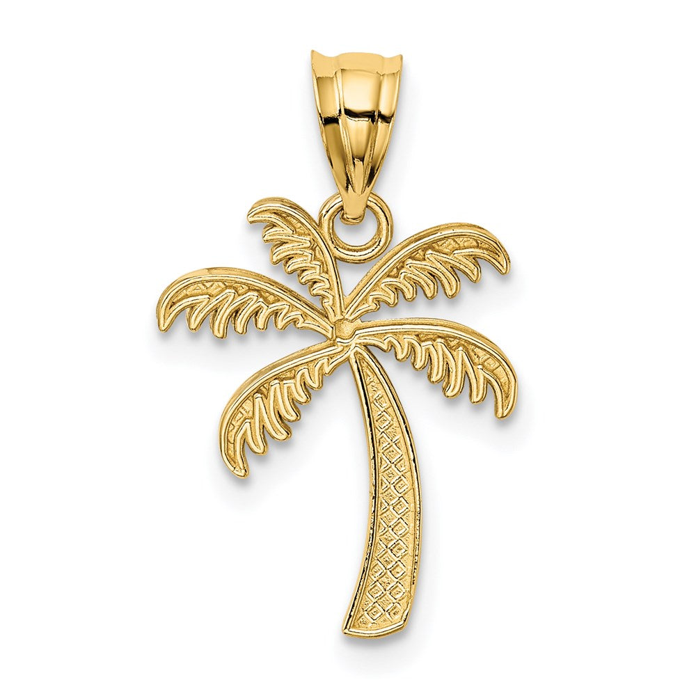 14k Yellow & Rhodium 14 mm Palm Tree Pendant (1.06 grams)