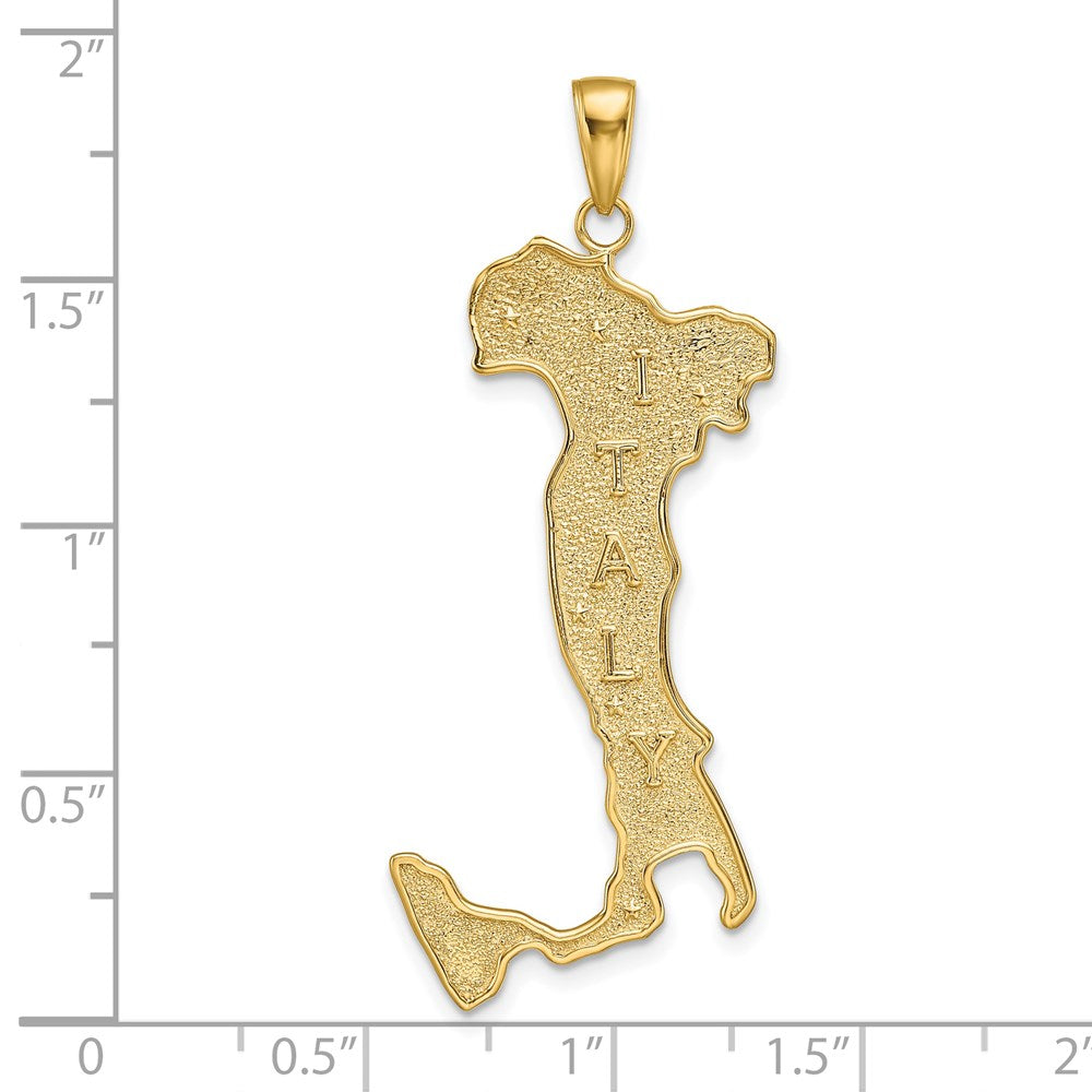 14k Yellow Gold 17 mm Large Map with ITALY Pendant (2.62 grams)