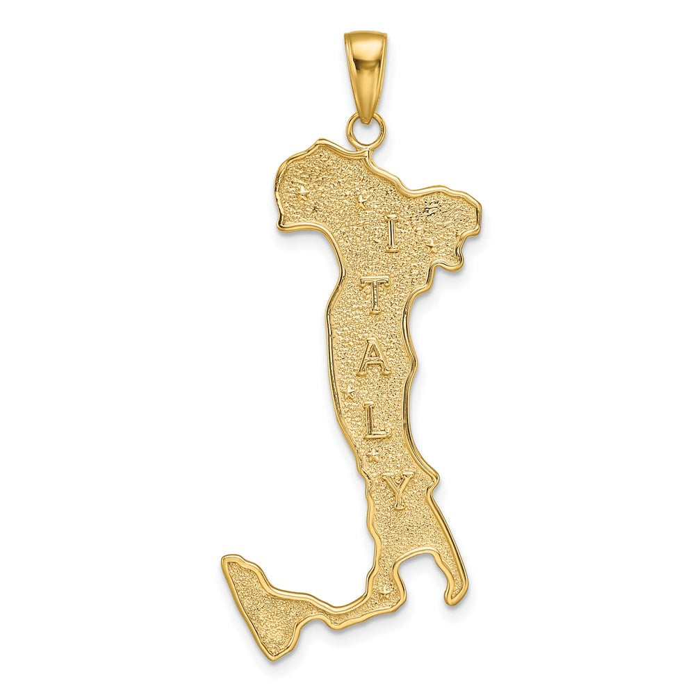 14k Yellow Gold 17 mm Large Map with ITALY Pendant (2.62 grams)