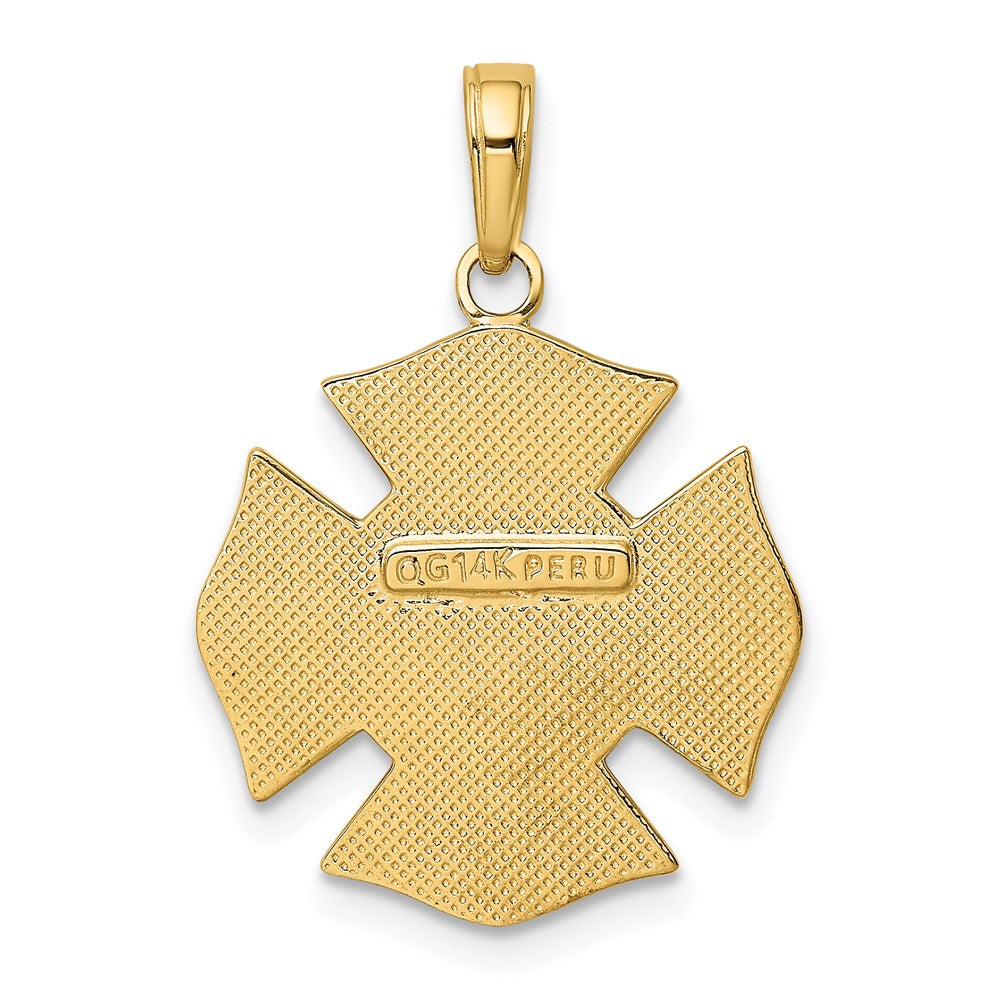14k Yellow Gold 20 mm Fire Department FD Badge Pendant (2.01 grams)