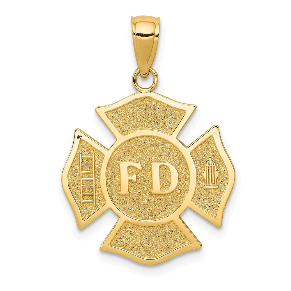 14k Yellow Gold 20 mm Fire Department FD Badge Pendant (2.01 grams)