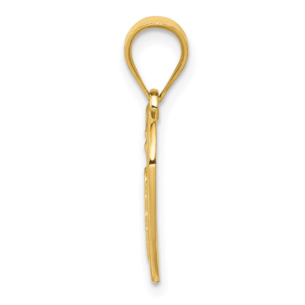 14k Yellow Gold 16 mm Caduceus Heart Medical Pendant (0.97 grams)