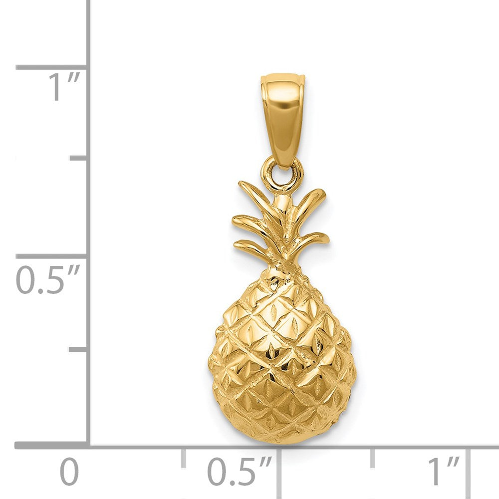14k Yellow Gold 10 mm Diamond-cut Pineapple Pendant (1.3 grams)