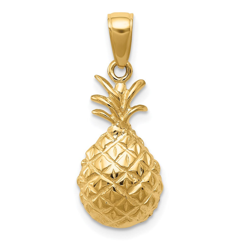 14k Yellow Gold 10 mm Diamond-cut Pineapple Pendant (1.3 grams)