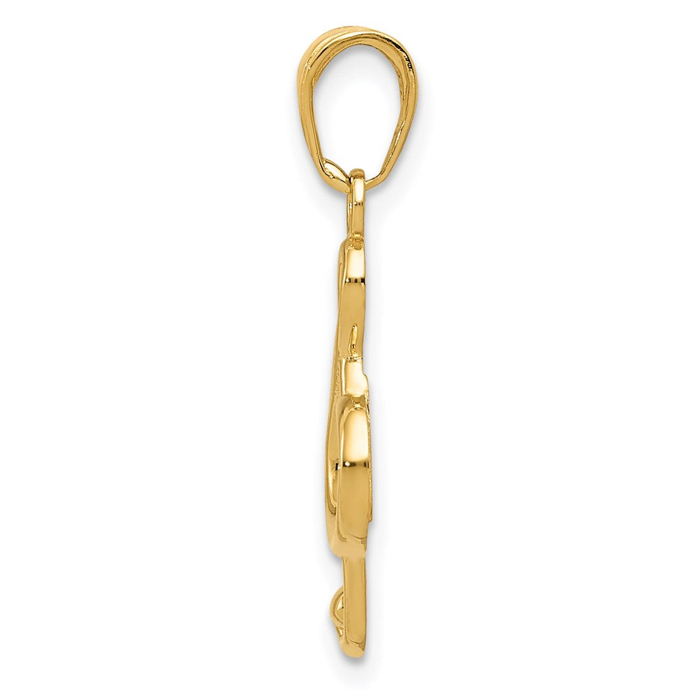 14k Yellow Gold 8 mm Polished Open-Backed Treble Clef Pendant (0.72 grams)