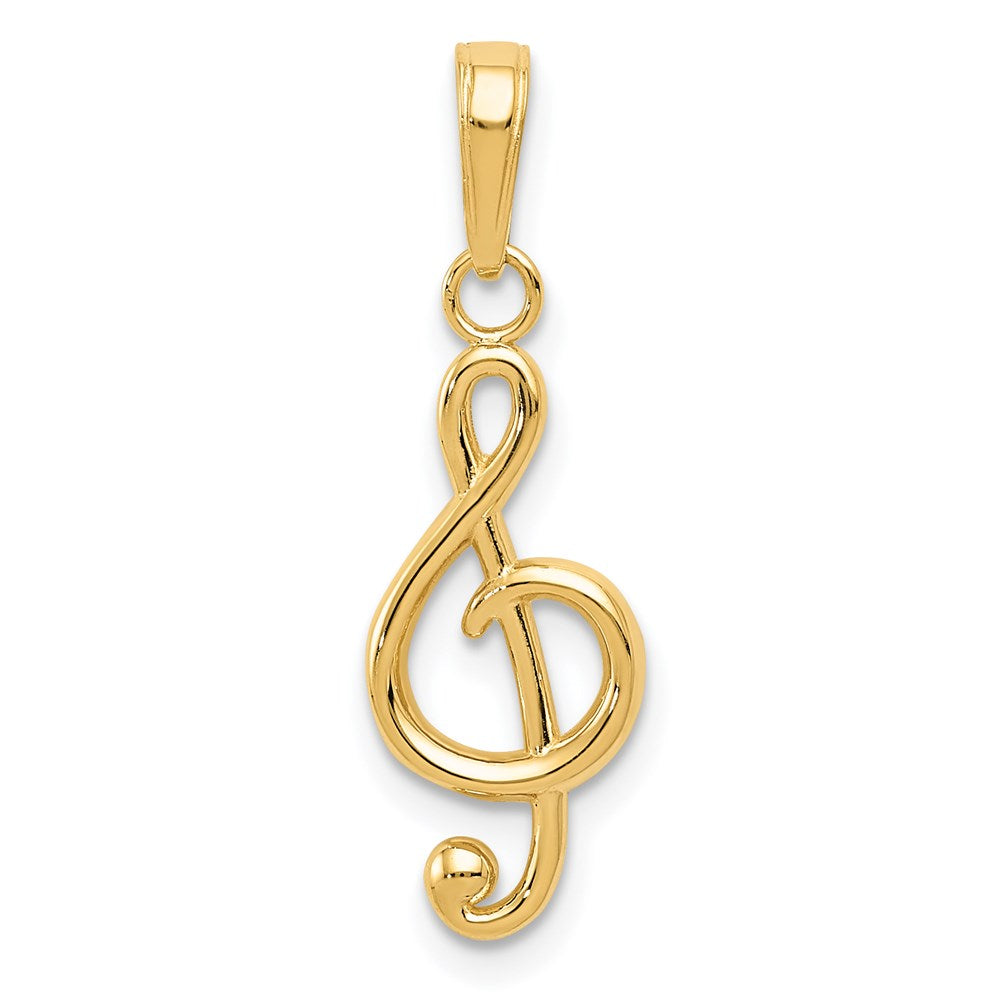 14k Yellow Gold 8 mm Polished Open-Backed Treble Clef Pendant (0.72 grams)