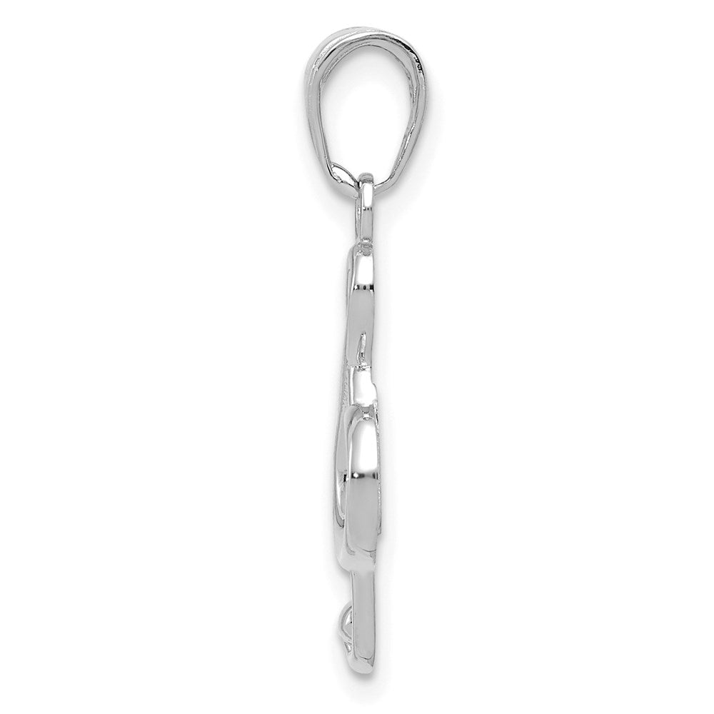 14k White Gold 8.13 mm Polished Open-Backed Treble Clef Pendant (0.68 grams)