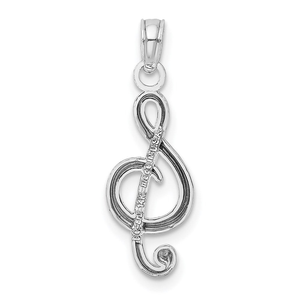 14k White Gold 8.13 mm Polished Open-Backed Treble Clef Pendant (0.68 grams)