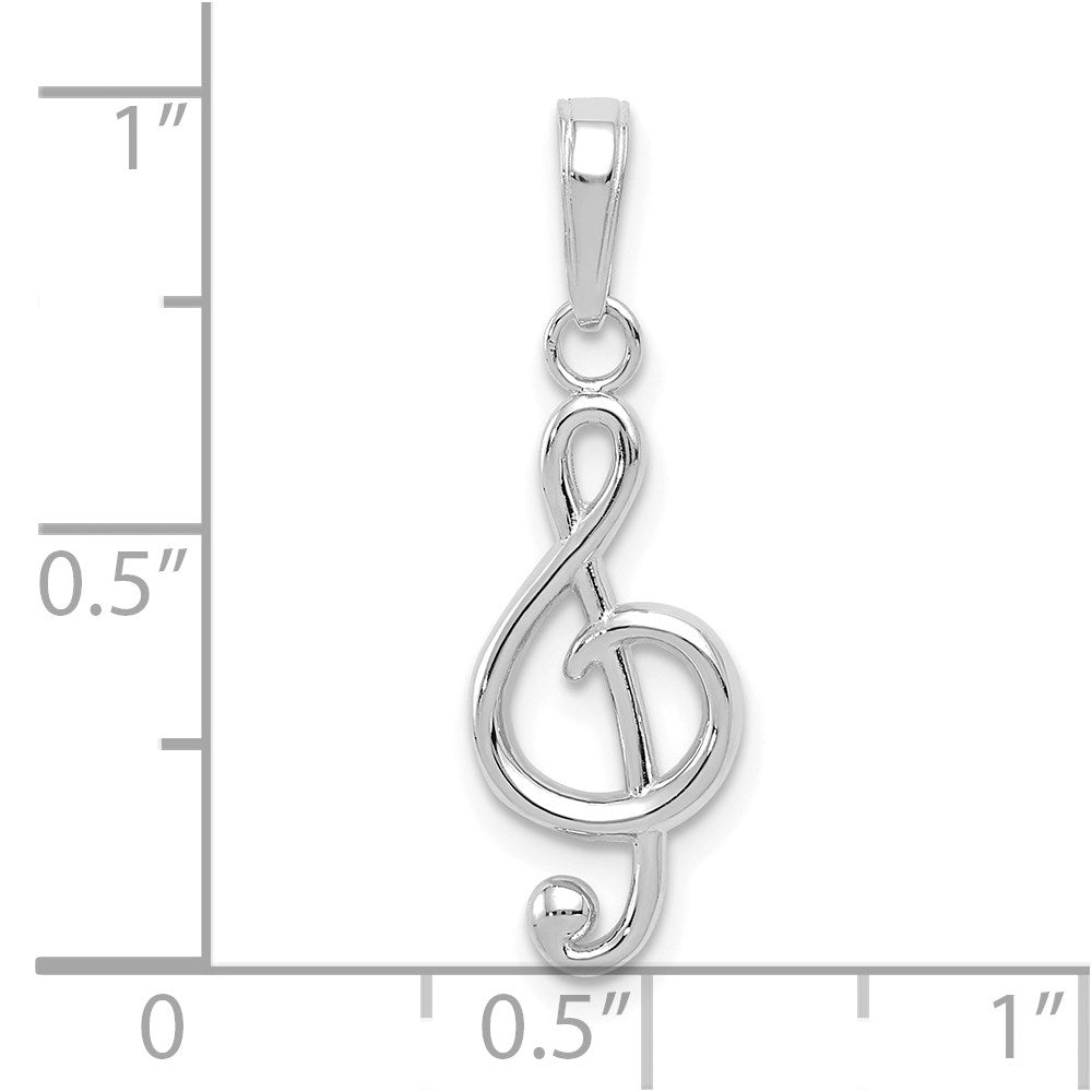 14k White Gold 8.13 mm Polished Open-Backed Treble Clef Pendant (0.68 grams)