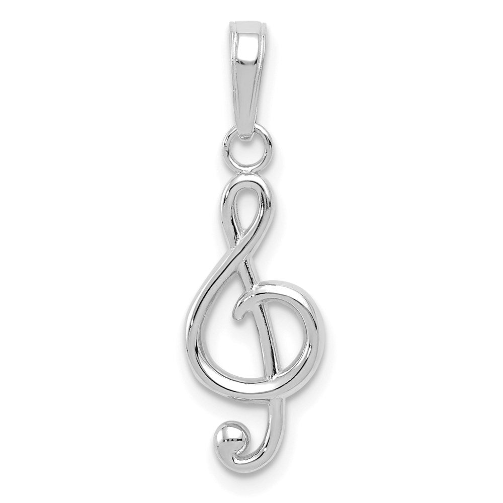 14k White Gold 8.13 mm Polished Open-Backed Treble Clef Pendant (0.68 grams)
