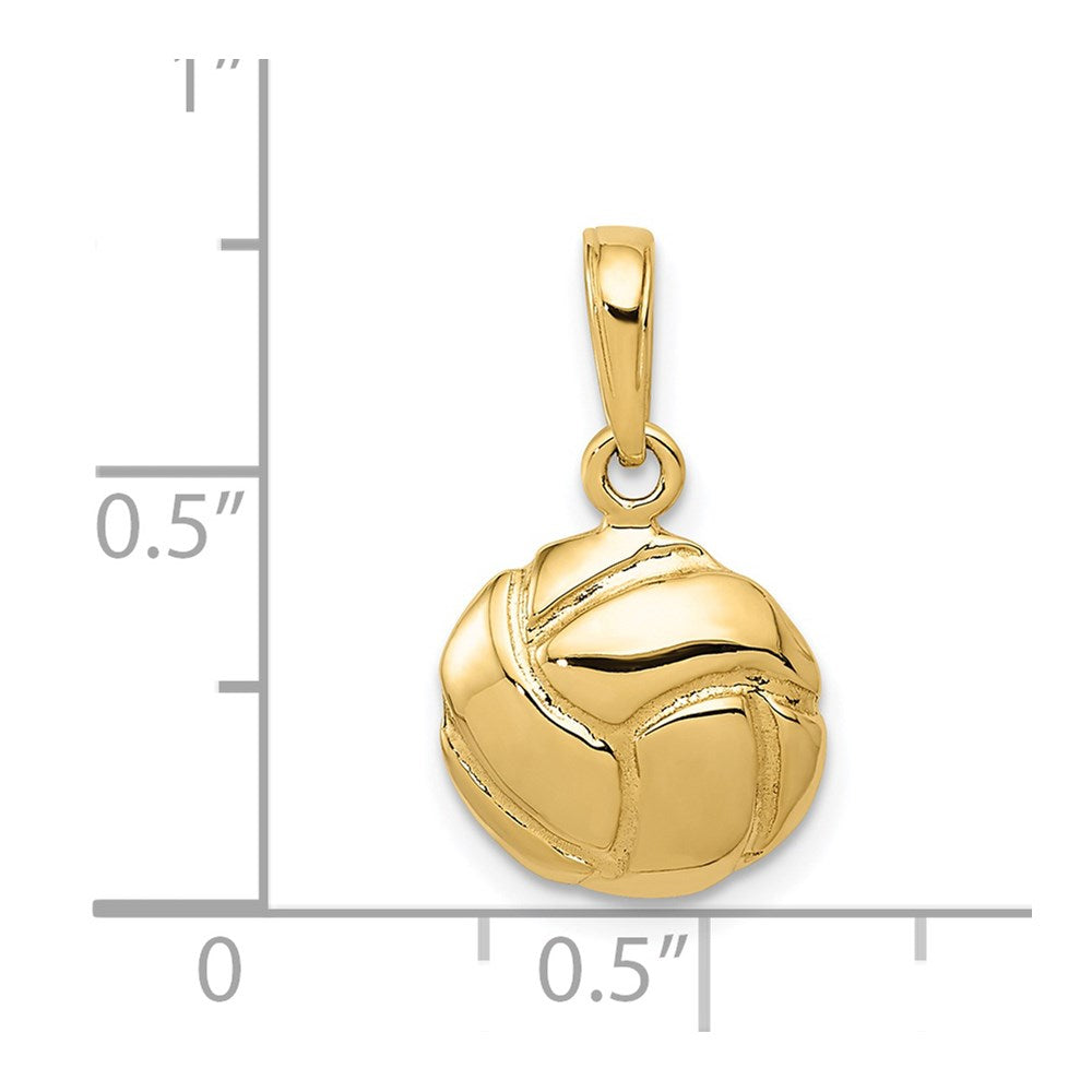 14k Yellow Gold 11 mm Solid Polished Open BacVolleyball Charm (1.3 grams)