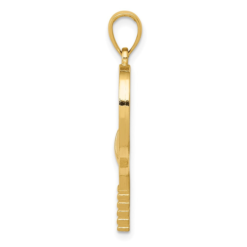 14k Yellow Gold 20 mm Diamond-Cut Tennis Racquet Charm (1.57 grams)