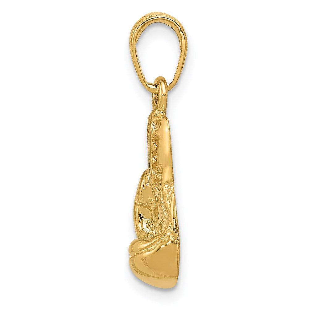 14k Yellow Gold 12 mm Polished Cut-out Boxing Glove Charm (1.72 grams)