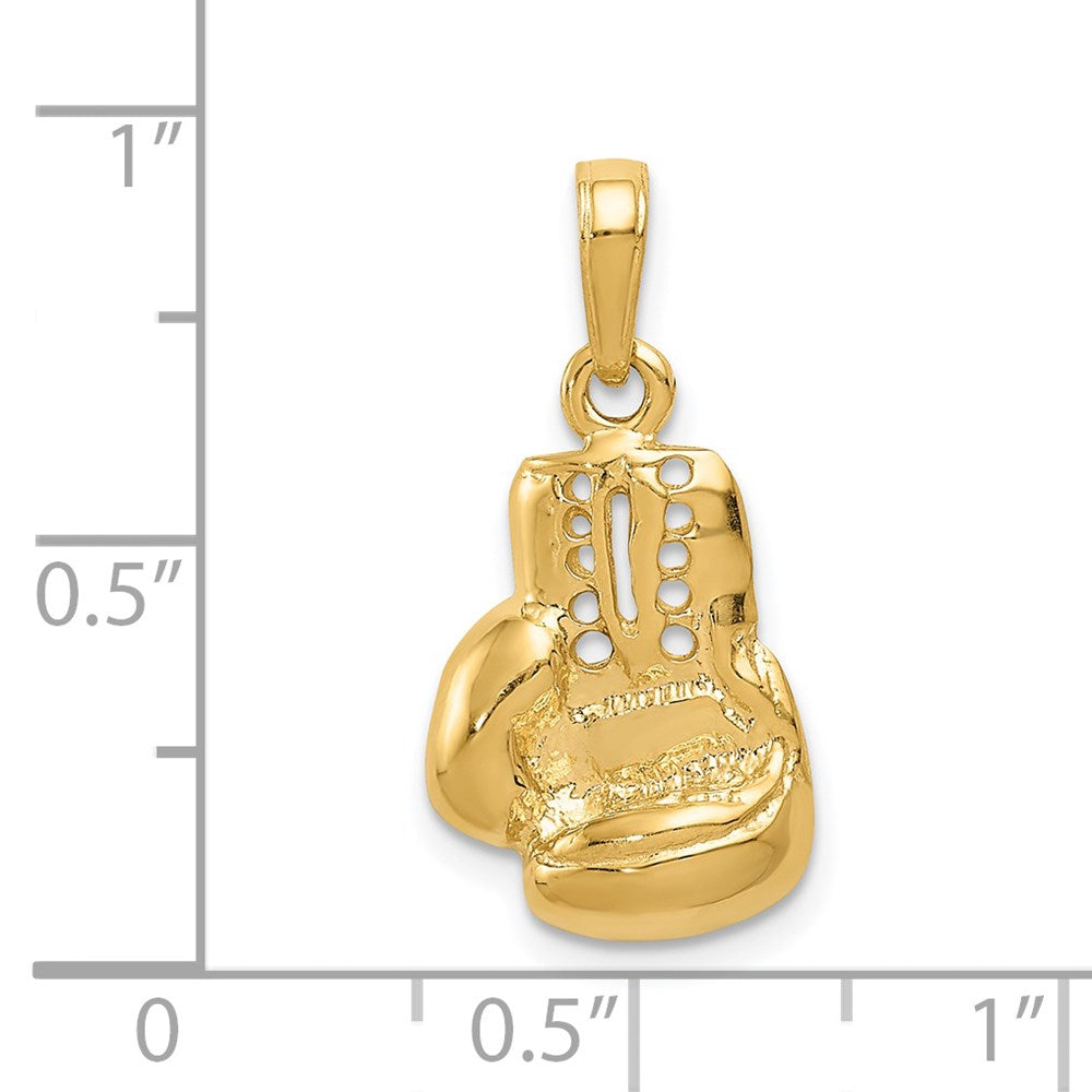 14k Yellow Gold 12 mm Polished Cut-out Boxing Glove Charm (1.72 grams)