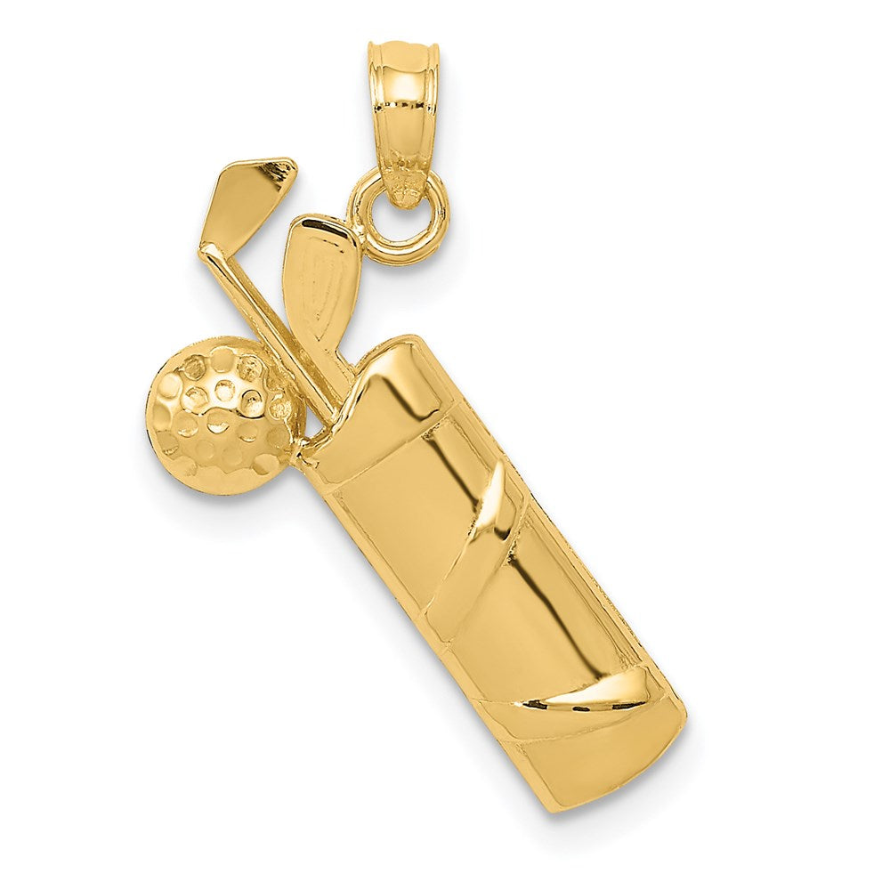 14k Yellow Gold 18 mm Polished Golf Bag Charm (1.28 grams)