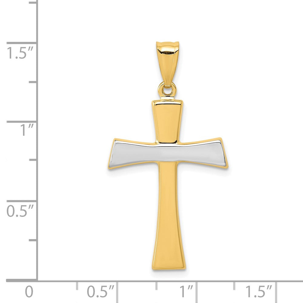 14k Yellow & Rhodium 19 mm Polished Cross Pendant (1.19 grams)